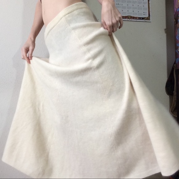 Vintage Lambswool Angora Rabbit Cream Maxi Skirt - Picture 6 of 8